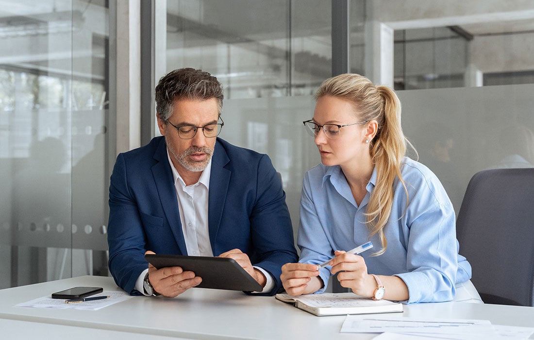 merchant services review with banker
